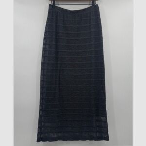 Bobeau Skirt Women Large Gray Metallic Y2K Whimsigoth Mesh Maxi Lined Pull On
